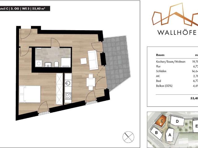 Kompakte Wohlfühlwohnung in den Wallhöfen