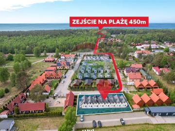 Kompleks 8 domków letniskowych z dochodem, 450 m od plaży