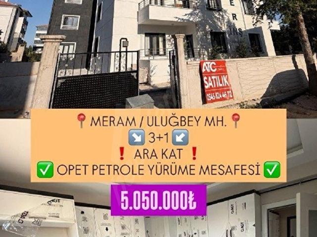 KONYA MERAM ULUĞBEY MAHALLESİNDE MODERN 3+1 DAİRE