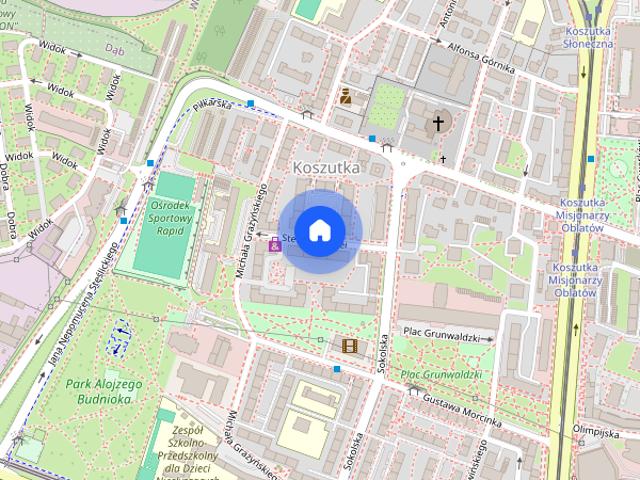 Koszutka, klimatyczne STUDIO Z BALKONEM na całą szerokość mieszkania