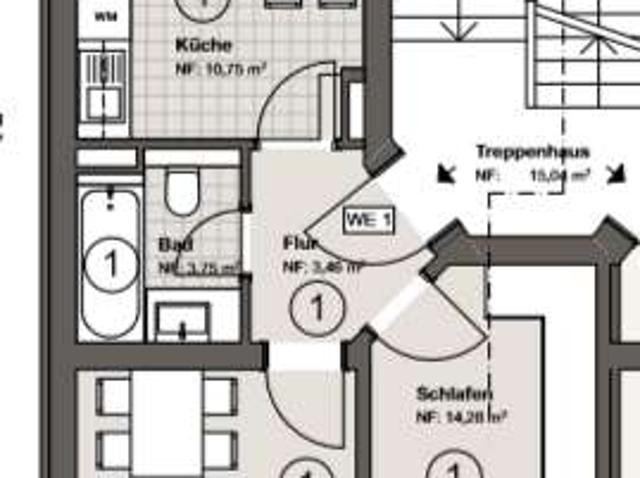Kleine 2 R Whg. in City Nähe im EG mit Balkon und Fußbodenheizung*WE01