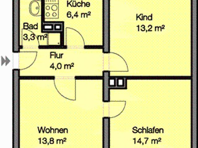 kleine, gemütliche Dreizimmerwohnung im Hochparterre