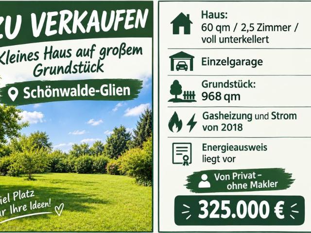 Kleines Haus auf großem Grundstück