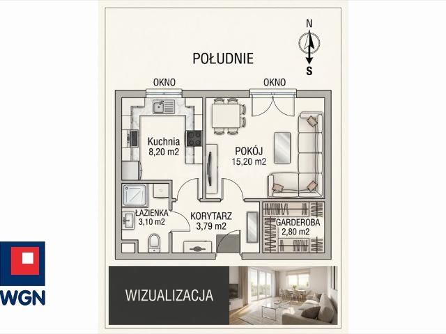 Klimatyzowana kawalerka z garderobą, jasna polecam!