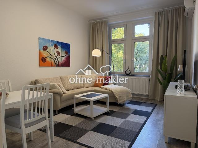 klimatisiert, vollständig möbliert, frisch renoviert, löffelfertig, 2 Zi, KDB und Balkon