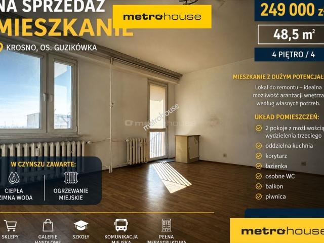 Krosno, 48,5 m², do remontu, balkon polecam