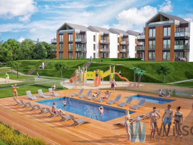 Nowoczesny apartament z balkonem nad Zalewem Wiślanym