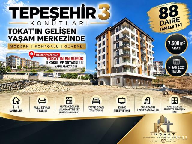 KT EMLAK'TAN TEPEŞEHİR 3'TE UYGUN ÖDEME PLANIYLA FULL EŞYALI 1+1