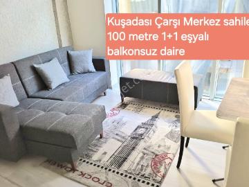 Kuşadası Tam Çarşı Merkezde,sahile 100metre,1+1 Eşyalı Kiralık Daire
