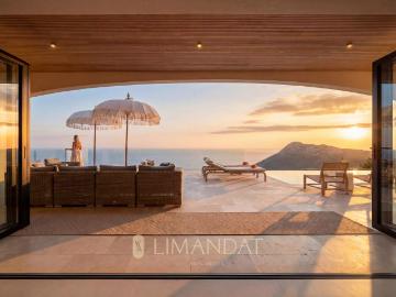 La Turbie Villa néoprovençale 6 chambres, piscine à débordement chauffée & vue mer panoramique