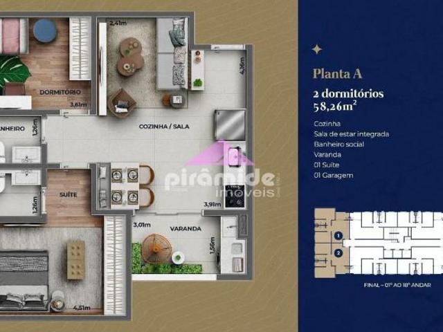 LANÇAMENTO: Apartamento com 2 dormitórios à venda, 58,31m² por R$ 430.487,04 Jardim Ismênia São Jo