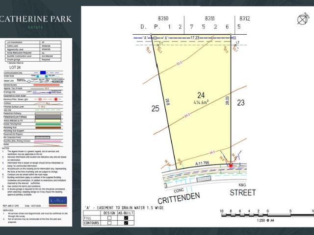 Land available in the national award winning subdivision 'Catherine Park Estate'