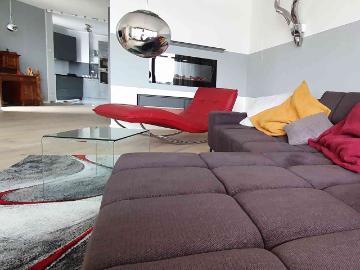 Landmark Building Top interior design fully furnished directly on the river Rhine and view to the Cologne Cathedral