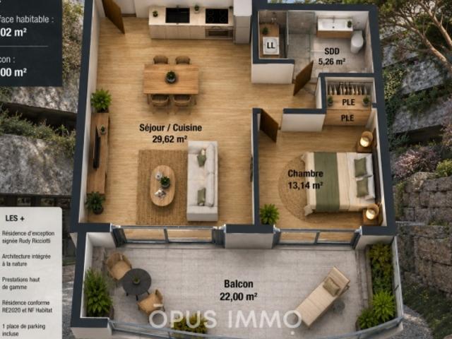 LATTES, appartement à vendre, 2 pièces, 48 m²