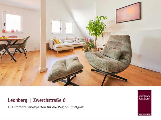 Leonberg | Helle 4 Zi. DG Wohnung, ca. 110 m², Dachterrasse, Echtholzparkett, EBK, Gäste WC