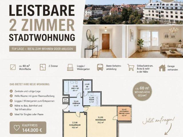 leistbare 2 Zimmer Stadtwohnung nähe Regierungsviertel