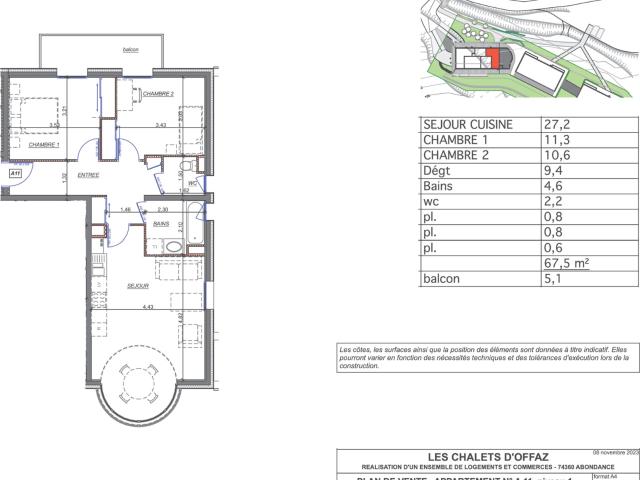 Les Chalets d'Offaz vous proposent ce T3 dernière génération 67m² Abondance