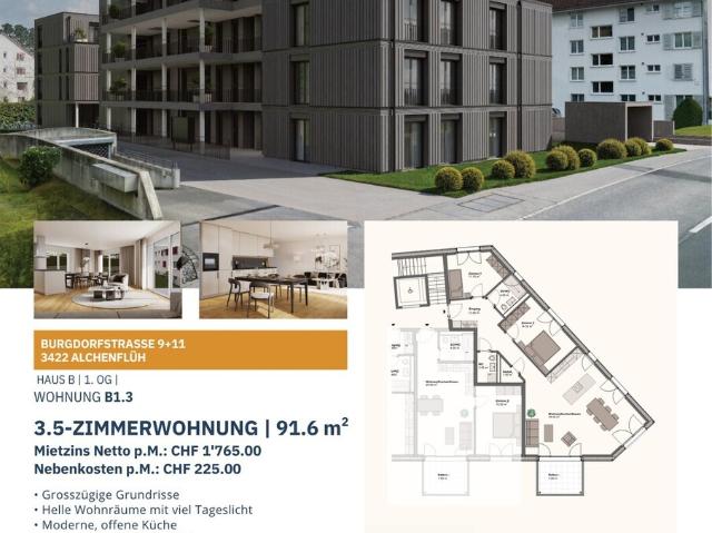 Letzte Chance: Mieten wie ein Eigentümer 3.5 Zimmer Neubauwohnungen mit Kochinsel im Kräuchi Areal