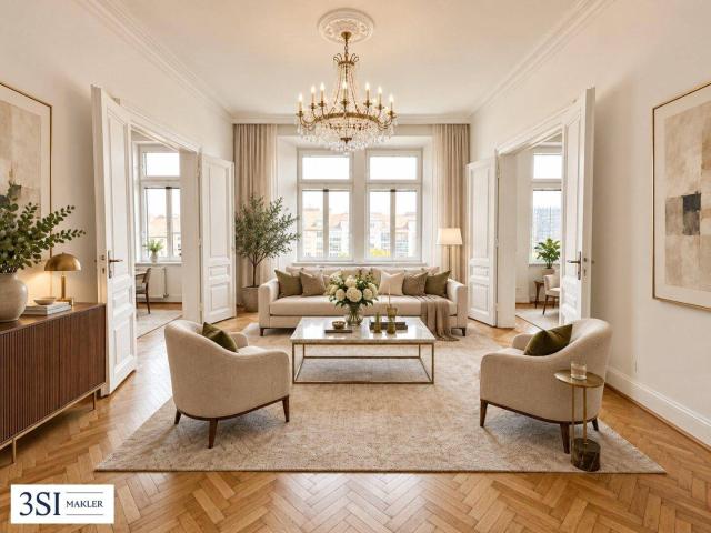 Lichtdurchflutet, renoviert und großzügig geschnitten Elegante 4 Zimmer Altbauwohnung mit Weitblick in Top Lage des 4. Bezirks beim Wiener Hauptbahnhof