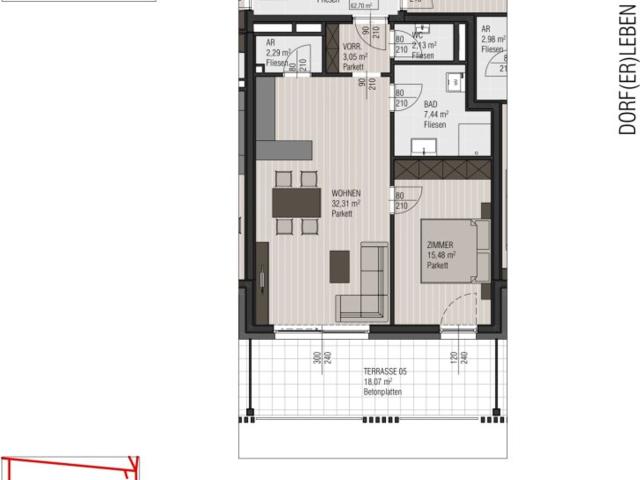 Lichtdurchflutete 2 Zimmer Wohnung mit Bergblick b5