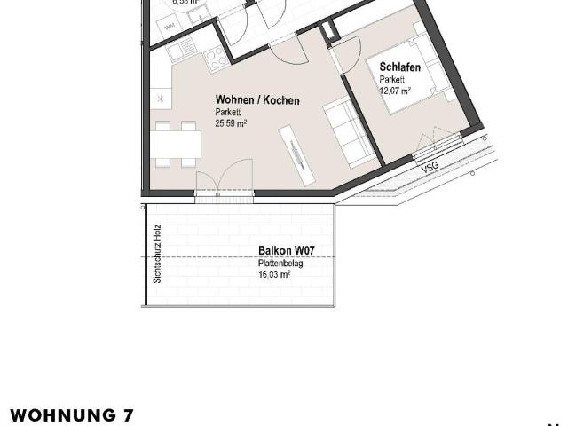 Lichtdurchflutete 2 Zimmer Wohnung mit Großem Balkon in Attraktiver Ruhelage