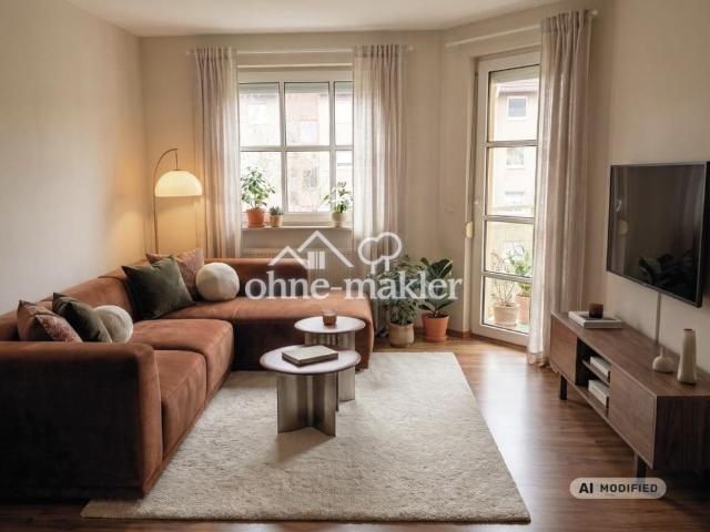 Lichtdurchflutete 2 Zimmer Wohnung mit Südbalkon – teil­möbliert, 3. OG mit Aufzug in Gostenhof
