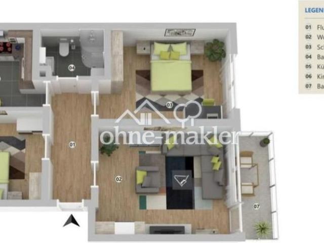 Lichtdurchflutete 3 Zi. Wohnung+Balkon u. Stellplatz+ In Sel. Frhsn.
