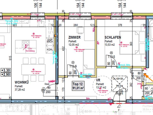 Lichtdurchflutete 3 Zimmer Wohnung mit 91 m²