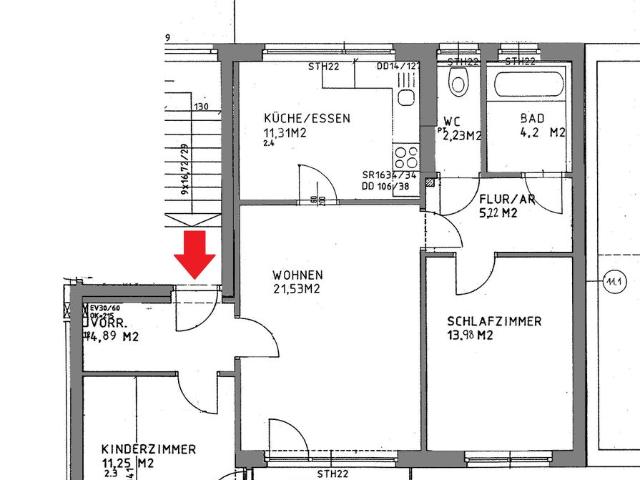 Lichtdurchflutete 3 Zimmer Wohnung im Obergeschoss mit Balkon