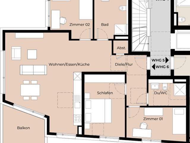 Lichtdurchflutete Neubauwohnung mit 4 Zimmern