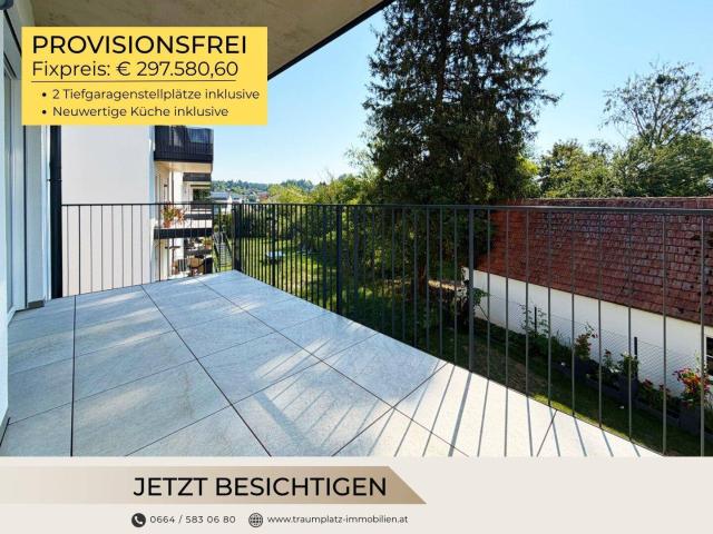Lieboch! Traumhafte Neubau Balkonwohnung – Großer Balkon | 2 TG Plätze | Provisionsfrei!
