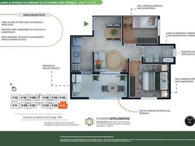 Livus Jaraguá | Construtora Livus | Lançamento | 41 Metros | 02 Dormitórios | com Varanda | sem Vaga