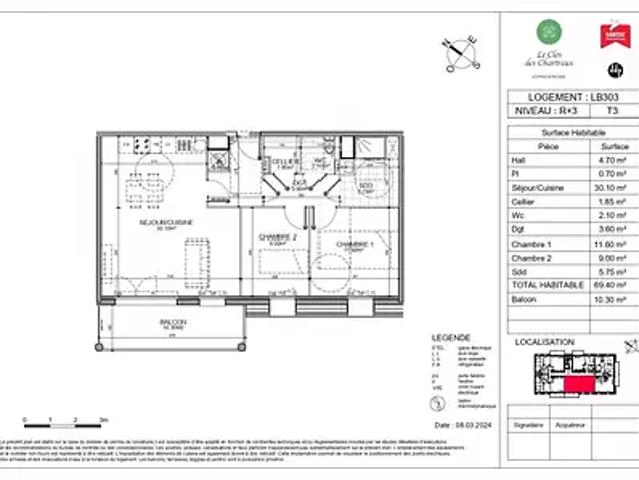Longuenesse 62219 Achat / Vente appartement 3 pièces t3 au dernier étage terrasse