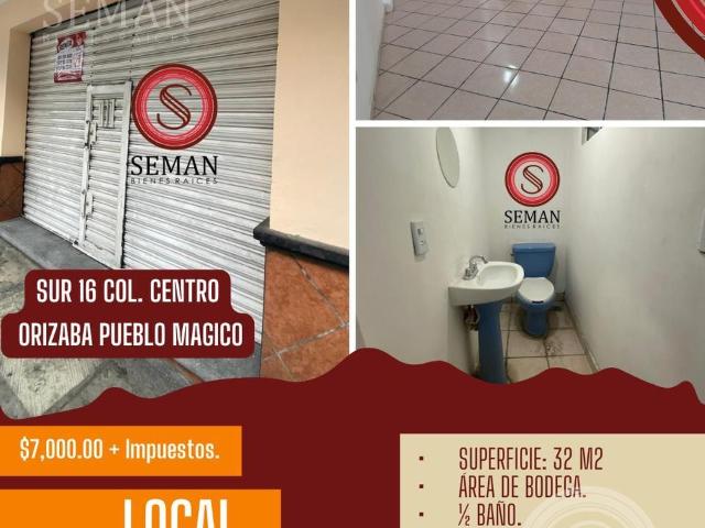 LOCAL COMERCIAL EN RENTA ORIZABA CENTRO