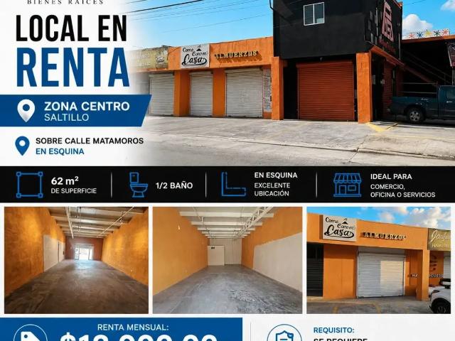 LOCAL EN RENTA EN ESQUINA EN ZONA CENTRO