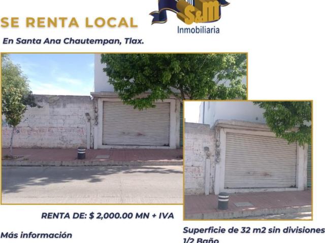 Local en renta en Santa Ana Chiautempan Centro, Chiautempan, Tlaxcala