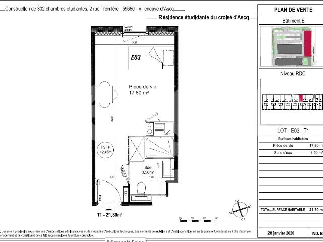 location t1 21 m² villeneuve d ascq 59650