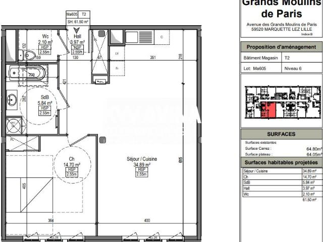 LOCATION TYPE 2 – MARQUETTE LEZ LILLE – REF: MA605