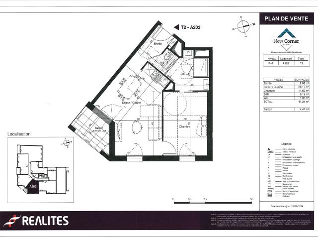 location appartement 41.24 m², st herblain 44800loire atlantique