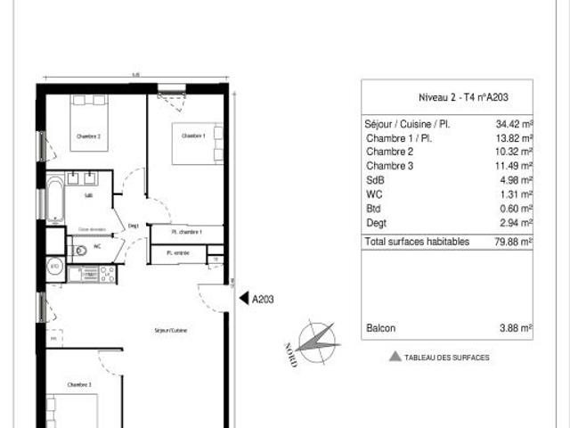 Location Appartement 4 pièces 79m² DARNETAL 76160