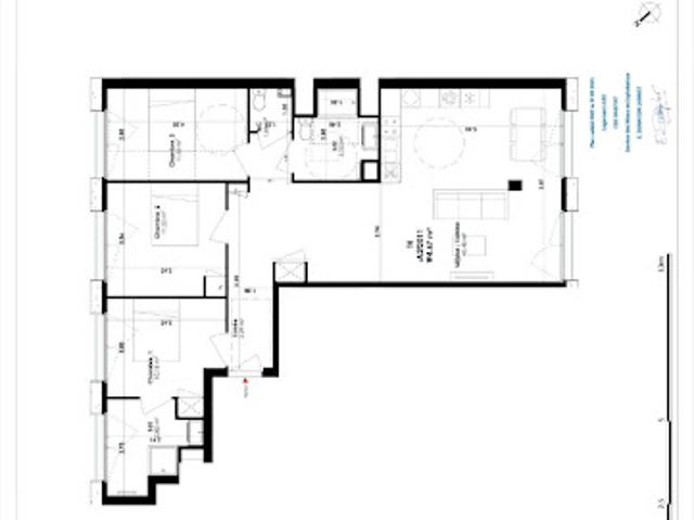 Location Appartement 4 pièces 95 m2 Saint Denis