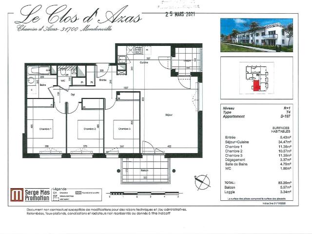 Location appartement 4 pièces MONDONVILLE 83m² à 863.75€/mois CDC Habitat