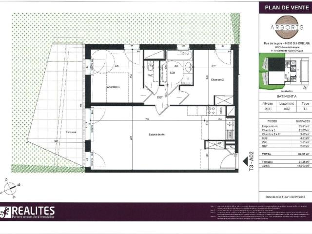 location appartement 64.57 m², saint herblain 44800loire atlantique