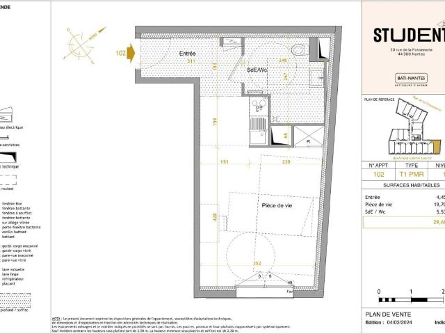 Location Appartement 1 pièce Meublé 29m² NANTES 44300
