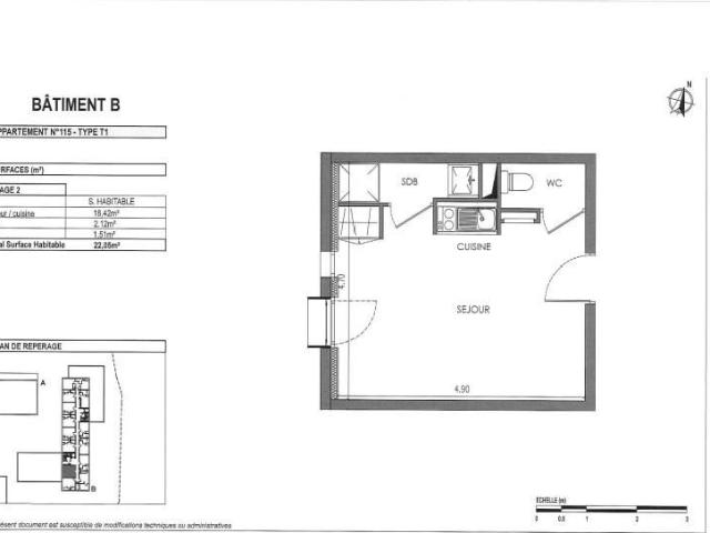 Location Appartement 1 pièce 22m² VILLENAVE D ORNON 33140