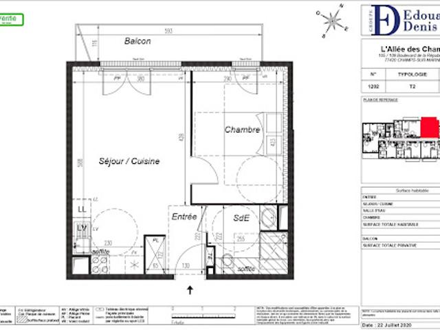 Location Appartement 2 pièces 43 m2 Champs sur Marne