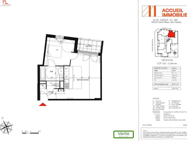 Location Appartement 2 pièces 43 m2 Saint maur des fosses