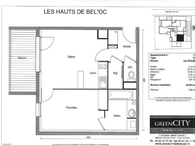 Location Appartement 2 pièces 43m² TOULOUSE 31500