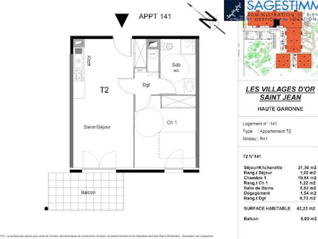 Location Appartement 2 pièces 42.5 m2 Saint Jean