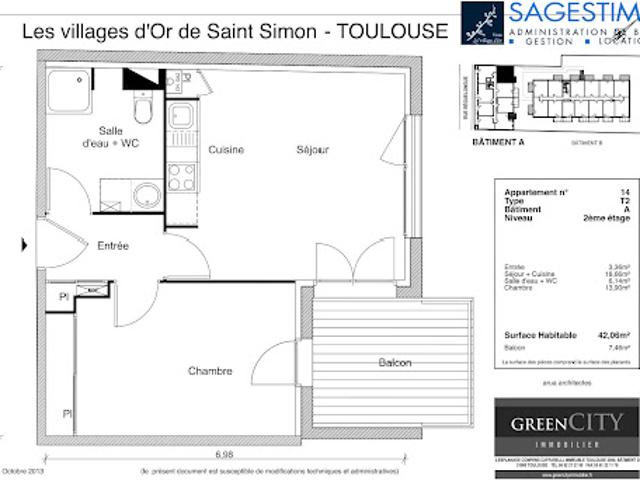 Location Appartement 2 pièces 42.06 m2 Toulouse
